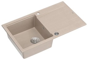 Chiuveta compozit incastrata Quadron Unique Evan 111 bej - inox 86x50 cm