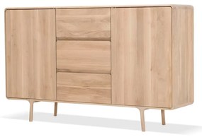 Comodă din lemn masiv de stejar cu 3 sertare Gazzda Fawn, lățime 180 cm