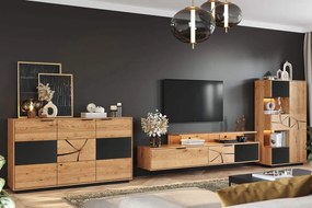 Set Living Tress IV, Stejar Masiv, Natur-Negru