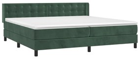 Pat box spring cu saltea, verde inchis, 200x200 cm, catifea Verde inchis, 200 x 200 cm, Nasturi de tapiterie