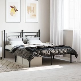 374338 vidaXL Cadru de pat metalic cu tăblie, negru, 135x190 cm
