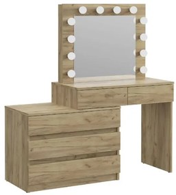 Masă de toaletă cu oglindă LED Nicole stejar craft