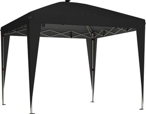 Outsunny Gazebo 3x3 m Pliabil Pop Up cu Înălțime Reglabilă, UV50+, Gazebo de Grădină cu Lumină Centrală și USB, Telecomandă, Geantă de Transport, pentru Exterior, Camping, Petreceri, Negru | Aosom Romania