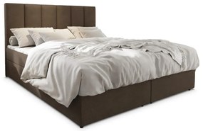 Pat tapițat boxspring MERALIS 140x200 cm maro Saltele: Saltea cu arcuri Bonell