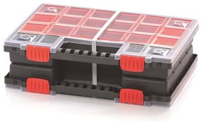Organizator cu două case 34,4 × 24,9 × 10 cm, cutii, roșu