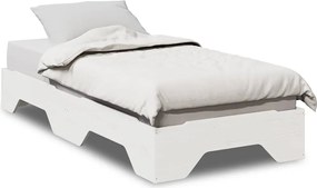vidaXL Cadru de pat fără saltea, stivuibil, alb, 75x190 cm, lemn masiv
