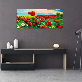 Tablou - Câmp cu maci (120x50 cm)