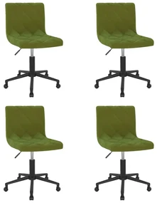 3086561 vidaXL Scaune de bucătărie pivotante, 4 buc., verde deschis, catifea