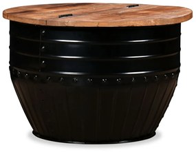 vidaXL Măsuță de cafea în formă de butoi negru lemn masiv reciclat