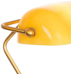 Lampă de podea clasică pentru notar din bronz cu sticlă chihlimbar - Banker