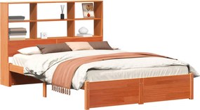 vidaXL Cadru de pat cu tablie de depozitare Maro Ceară 150 x 200 cm