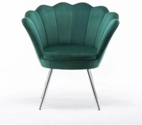 Fotoliu FREY Verde din Catifea cu Picioare Chrom