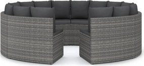 vidaXL Set mobilier de grădină cu perne, 8 piese, gri, poliratan