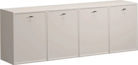 Comodă suspendatăă cu patru uși Lorini 200 cm - cașmir / mânere negre tip T-bar