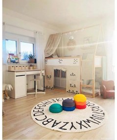 Covor pentru copii crem lavabil/țesut manual din bumbac ø150 cm ABC Natural Black – Lorena Canals