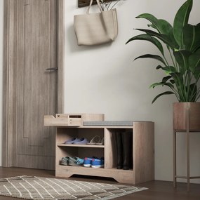 HOMCOM Bancă pentru Încălțăminte cu Pernă de Șezut, 76,5x30x52 cm, Gri | Aosom Romania