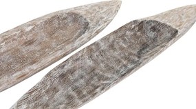 Set 2 platouri decorative din lemn masiv de mango în formă de pește, finisaj antichizat alb, 74×12×4,5 cm, „Pez"