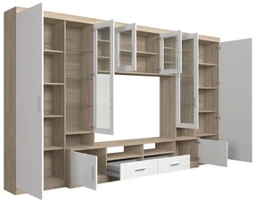 Mobilier living Merasoja (Stejar sonoma + Alb) (cu iluminat LED). 1104563