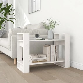 vidaXL Bibliotecă/Separator cameră, alb, 80x35x56,5 cm, lemn masiv pin