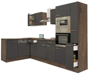 Mobilă de bucătărie de colț Yorki 310, corp din stejar Yorki, cu față antracit satinat