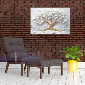 Tablou – Arborele vieții 3D plin de flori (90x60 cm)