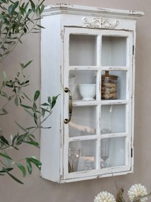 Vitrina de perete, din lemn masiv, cu aspect vintage