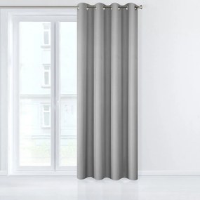 Draperie monocromă gri cu agățare pe inele metalice 140 x 250 cm