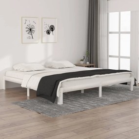 vidaXL Cadru de pat, alb, 200x200 cm, lemn masiv de pin