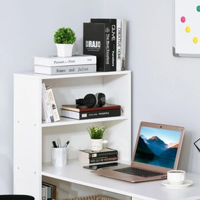 Birou alb modern cu biblioteca cu 6 rafturi din PAL,120x55x120cm HOMCOM | Aosom Romania
