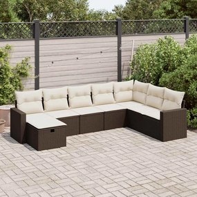vidaXL Set canapele de grădină cu perne, 8 piese, maro, poliratan