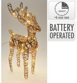 Ren de Crăciun luminos Champagne, 37 x 24 cm, 30micro LED, cu baterii, 24 cm