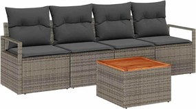 vidaXL Set de canapele pentru grădină 5 pcs Gri poliratan