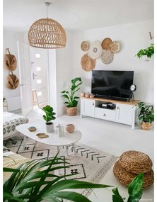 Covor crem lavabil/țesut manual din bumbac 170x120 cm Bereber Rhombs – Lorena Canals