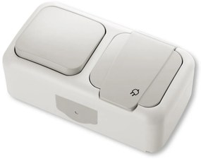 Intrerupator + Priza IP54 Palmiye Viko, PT, gri