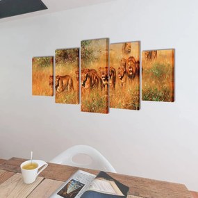 Set de tablouri pe panza, imprimeu lei, 200 x 100 cm 200 x 100 cm, leu
