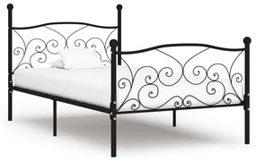 284455 vidaXL Cadru de pat cu bază din șipci, negru, 100 x 200 cm, metal