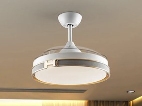 Lustra LED cu Ventilator si telecomanda, lame retractabile HERON alb/auriu