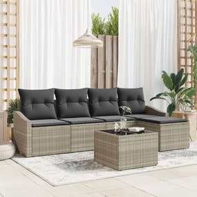 vidaXL Set de canapele pentru grădină 6 pcs Gri deschis Rattan poli