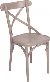 Scaun dining din lemn masiv de fag, bej, cu spătar în X din lemn curbat, finisaj patinat, 85 x 40 x 53 cm, „Country Chic”
