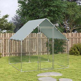 PawHut Coteț pentru Găini de Exterior, 2x2x2m 4 m² Țarc pentru Găini din Oțel Galvanizat cu Acoperiș Impermeabil Anti-UV și Încuietoare, Adăpost pentru 4-6 Găini, Animale Mici, Iepuri și Rațe | Aosom Romania