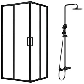 Pachet cabina de dus Fluminia Hector negru 90x90 cm si coloana de dus Omnires Y negru