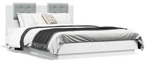3209919 vidaXL Cadru de pat cu tăblie, alb, 140x200 cm, lemn prelucrat
