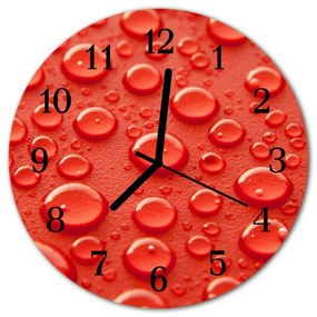 Ceas de perete din sticla rotund Waterdrop Natura Roșu