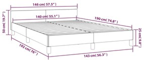 Cadru de pat cu tablie, gri inchis, 140x190 cm, catifea Morke gra, 140 x 190 cm