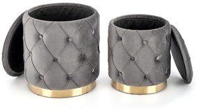 Set tabureti tapitati Polly Gri / Gold