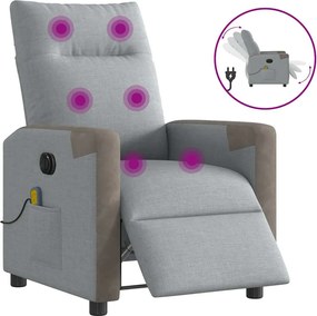 vidaXL Fotoliu electric de masaj rabatabil, gri deschis, microfibră