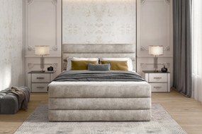 Pat tapitat, boxspring, cu spatiu pentru depozitare, 160x200 cm, Cande 161, Eltap (Culoare: Bleumarin)