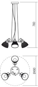 Lustră pe cablu RIDGE 3xE27/60W/230V Redo 01-1450