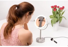 Oglindă cosmetică cu funcție de retroiluminare LED Sencor LED/5W/230V oțel inoxidabil