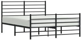 Cadru pat metalic cu tablie de cap/picioare, negru, 120x200 cm